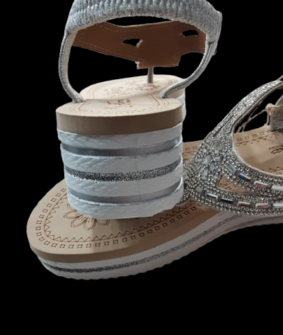 Sandali Zeppa Donna Argento con Fascia tra le Dita/Leggeri, Eleganti e Comodi