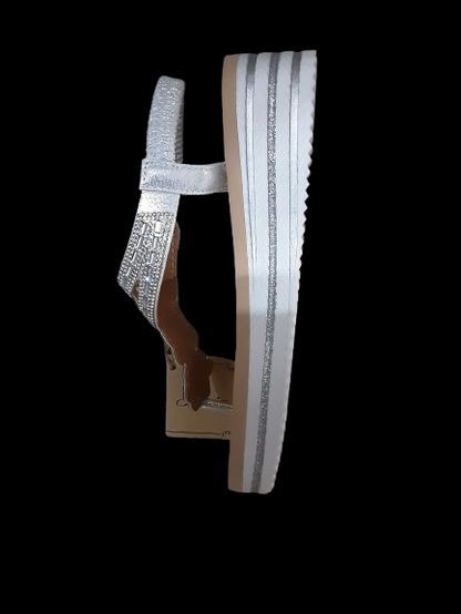 Sandali Zeppa Donna Argento con Fascia tra le Dita/Leggeri, Eleganti e Comodi