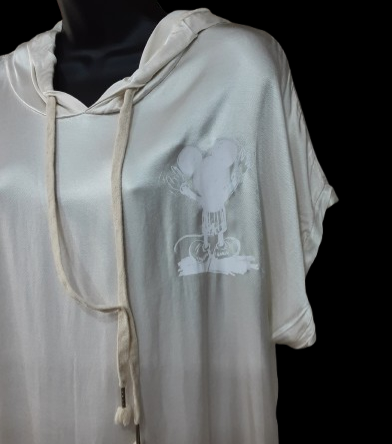 Tunica da Donna Beige in Raso con Cappuccio Elegante /Made in ITALY