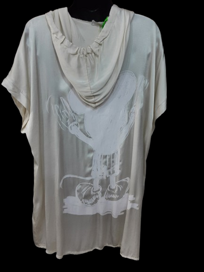 Tunica da Donna Beige in Raso con Cappuccio Elegante /Made in ITALY