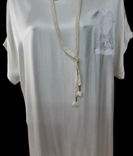 Tunica da Donna Beige in Raso con Cappuccio Elegante /Made in ITALY