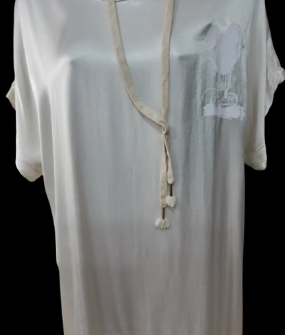 Tunica da Donna Beige in Raso con Cappuccio Elegante /Made in ITALY