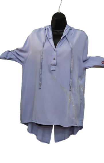 Tunica Lilla Asimmetrica da Donna con Scritta Argento/Made in ITALY