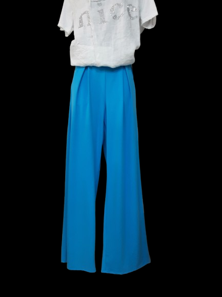 Pantaloni Donna Blu Eleganti Moderni con Tasche/ Made in ITALY