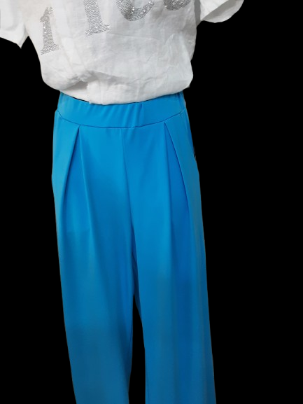 Pantaloni Donna Blu Eleganti Moderni con Tasche/ Made in ITALY