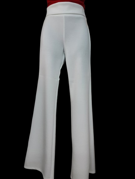 Pantaloni Bianchi Donna Vita Alta a Gamba Ampia/ Made in ITALY
