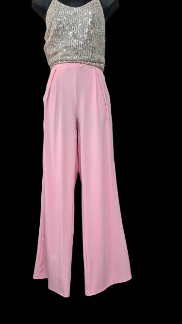 Pantaloni Rosa Donna Eleganti Moderni con Tasche Frontali/ Made in ITALY