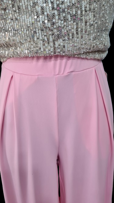 Pantaloni Rosa Donna Eleganti Moderni con Tasche Frontali/ Made in ITALY