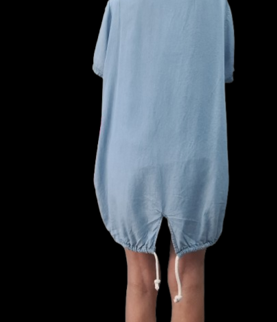 Tunica Jeans Donna Elegante Asimmetrica Con Ornamento /Made in ITALY