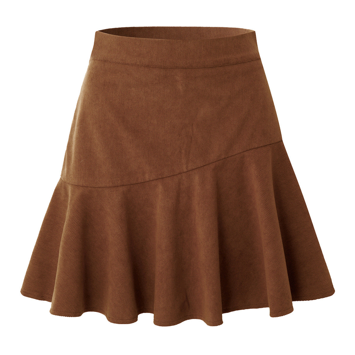 Gonna Piegata a Vita Alta per Donna in Corduroy