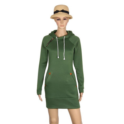 Abito Pullover Casual Autunnale Donna - Vestito con Cappuccio e Maniche Lunghe