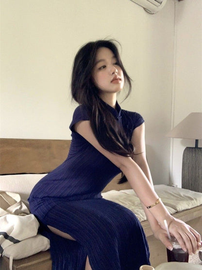 Abito da Donna n Tessuto TR Blu Scuro Elegante e Unico