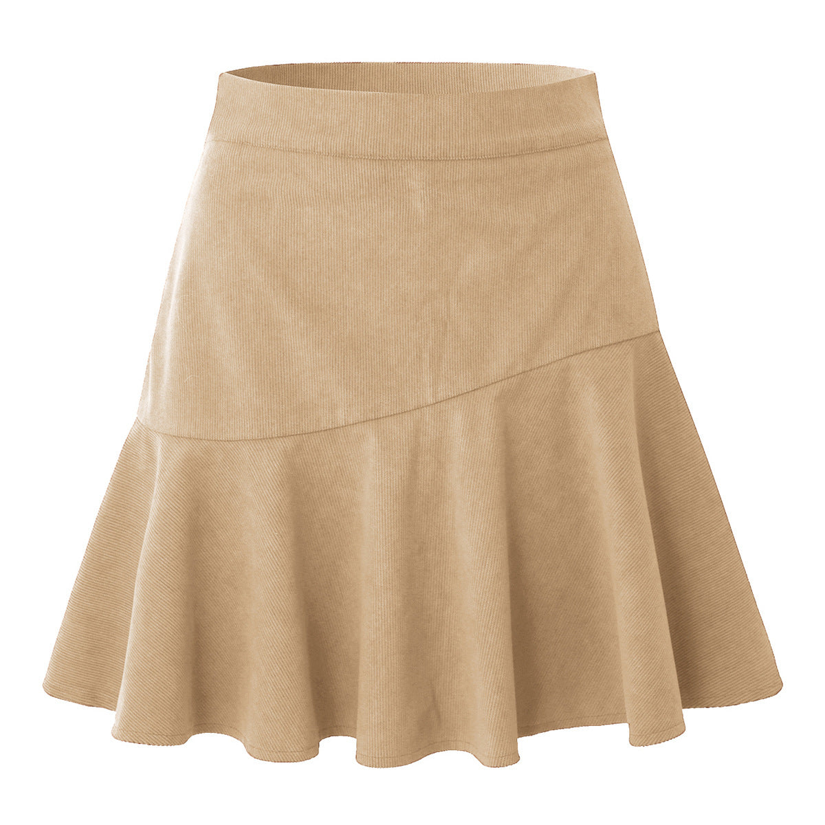Gonna Piegata a Vita Alta per Donna in Corduroy