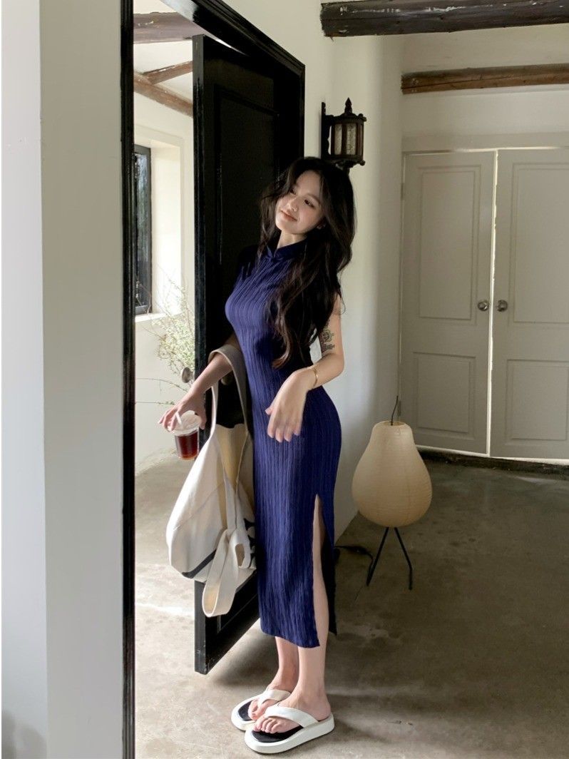 Abito da Donna n Tessuto TR Blu Scuro Elegante e Unico