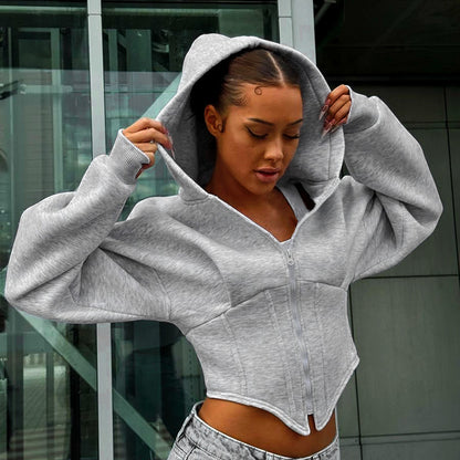 Giacca da donna con Cappuccio e Zip a Maniche Lunghe Moderno e  Casual