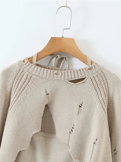 Completo Due Pezzi Donna con Top a Manica Lunga e Collo Rotondo, Abito Mini Senza Maniche con Collo Quadrato, Set in Maglia