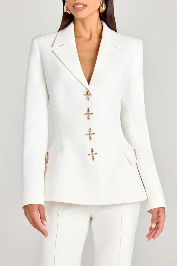 Set Elegante con Blazer a Manica Lunga, Gilet e Pantaloni per Donna - Stile Moda Autunno/Inverno