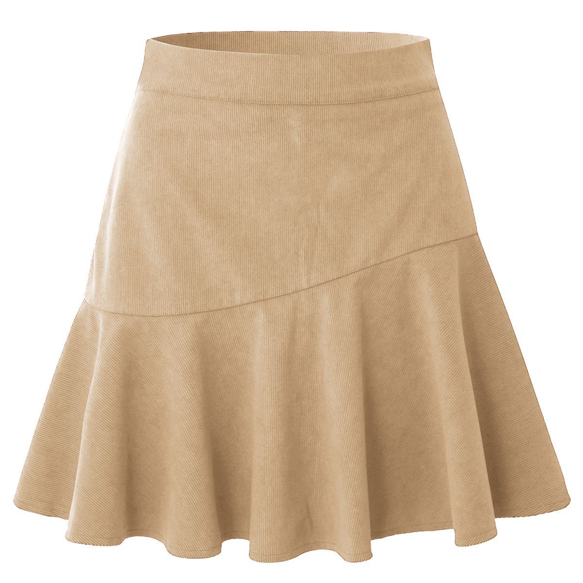 Gonna Piegata a Vita Alta per Donna in Corduroy