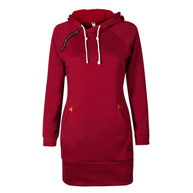 Abito Pullover Casual Autunnale Donna - Vestito con Cappuccio e Maniche Lunghe