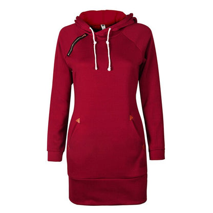 Abito Pullover Casual Autunnale Donna - Vestito con Cappuccio e Maniche Lunghe