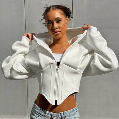 Giacca da donna con Cappuccio e Zip a Maniche Lunghe Moderno e  Casual
