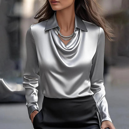 Elegante Blusa in poliestere a maniche lunghe Moderna e Comoda