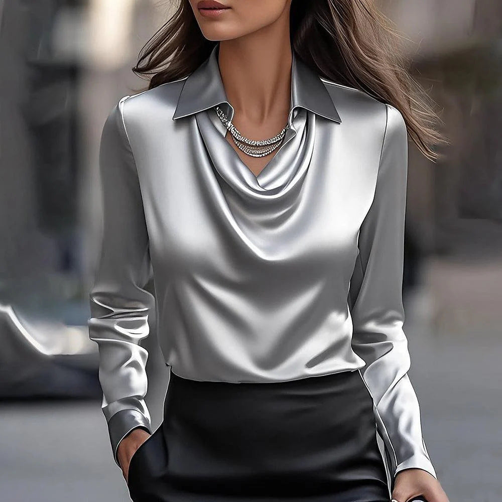 Elegante Blusa in poliestere a maniche lunghe Moderna e Comoda
