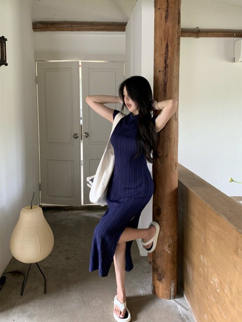 Abito da Donna n Tessuto TR Blu Scuro Elegante e Unico