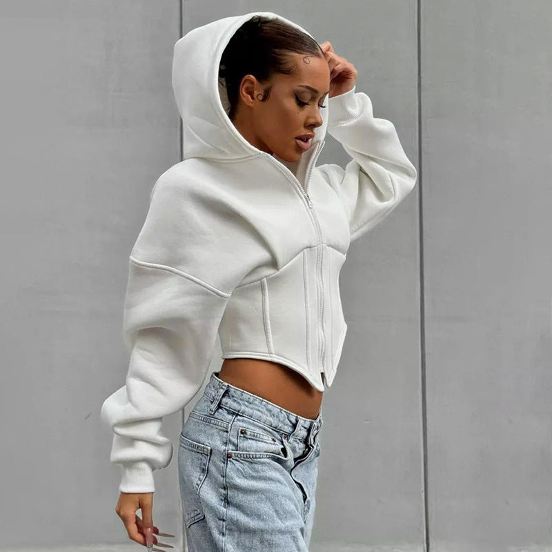 Giacca da donna con Cappuccio e Zip a Maniche Lunghe Moderno e  Casual