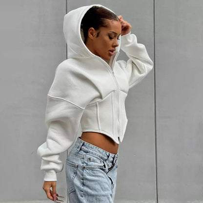 Giacca da donna con Cappuccio e Zip a Maniche Lunghe Moderno e  Casual