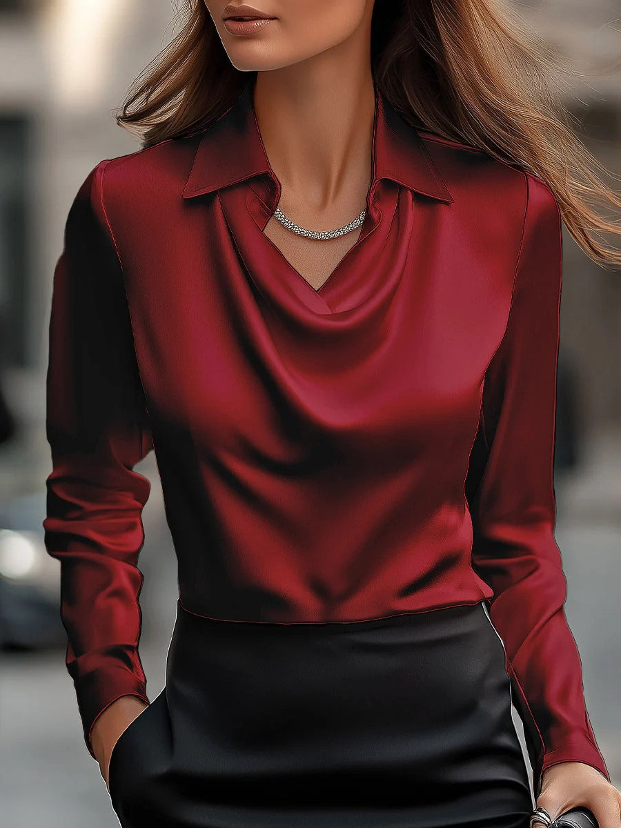 Elegante Blusa in poliestere a maniche lunghe Moderna e Comoda