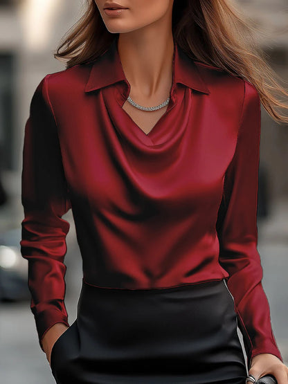 Elegante Blusa in poliestere a maniche lunghe Moderna e Comoda