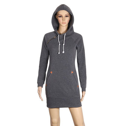 Abito Pullover Casual Autunnale Donna - Vestito con Cappuccio e Maniche Lunghe