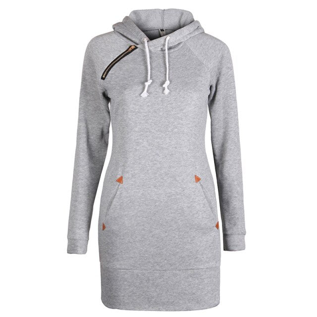 Abito Pullover Casual Autunnale Donna - Vestito con Cappuccio e Maniche Lunghe