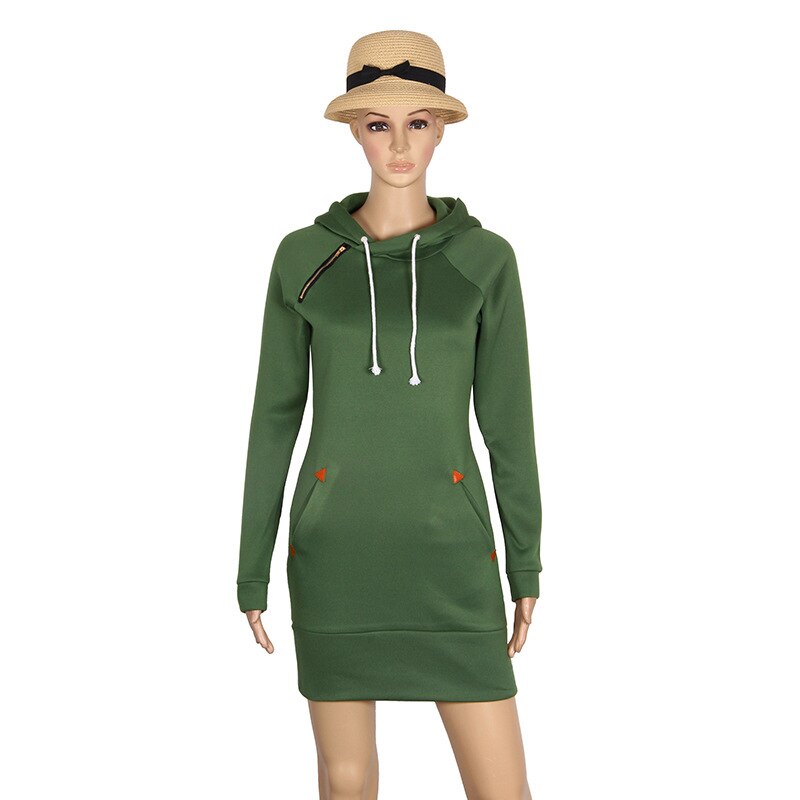 Abito Pullover Casual Autunnale Donna - Vestito con Cappuccio e Maniche Lunghe