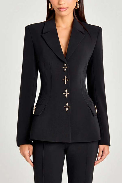 Set Elegante con Blazer a Manica Lunga, Gilet e Pantaloni per Donna - Stile Moda Autunno/Inverno