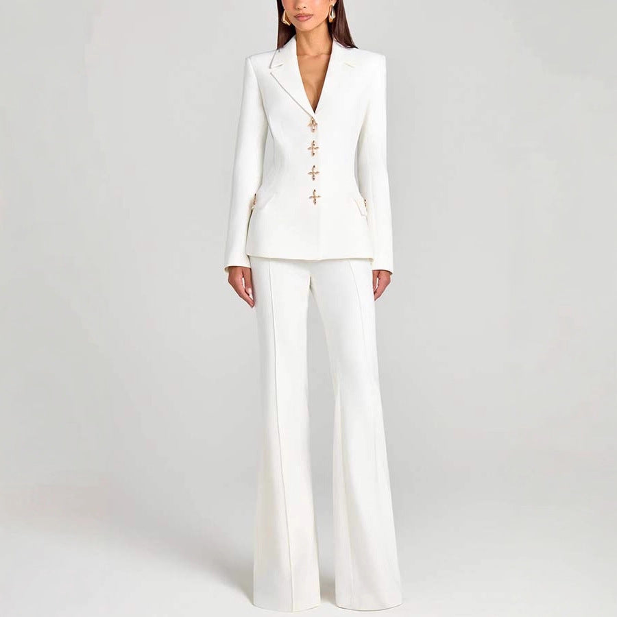 Set Elegante con Blazer a Manica Lunga, Gilet e Pantaloni per Donna - Stile Moda Autunno/Inverno