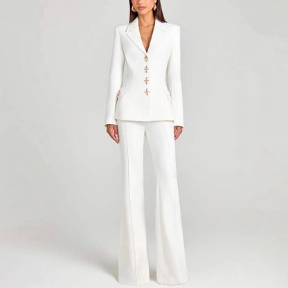 Set Elegante con Blazer a Manica Lunga, Gilet e Pantaloni per Donna - Stile Moda Autunno/Inverno