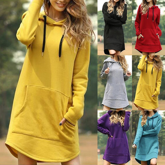 Abito Vintage Donna con Cappuccio a Maniche Lunghe Design Unico