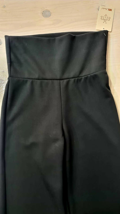 Pantaloni Neri Eleganti Donna Vita Alta a Gamba Larga/ Made in ITALY