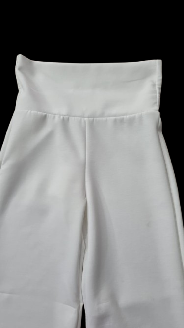 Pantaloni Bianchi Donna Vita Alta a Gamba Ampia/ Made in ITALY
