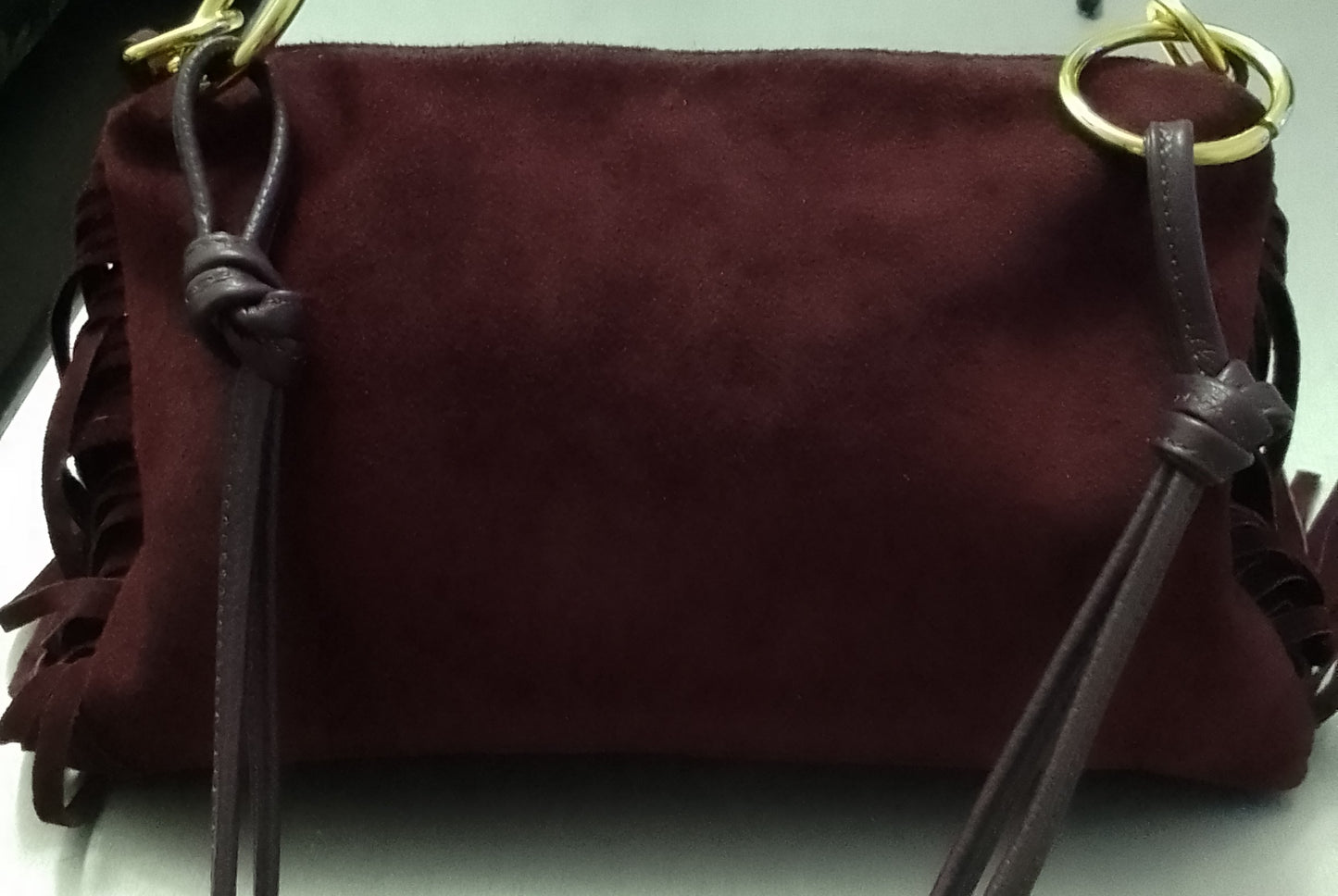 Borsa da Donna in Vera Pelle Made in Italy Scamosciata con Frange