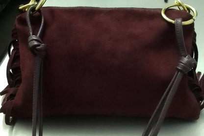 Borsa da Donna in Vera Pelle Made in Italy Scamosciata con Frange