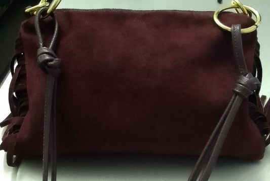 Borsa da Donna in Vera Pelle Made in Italy Scamosciata con Frange