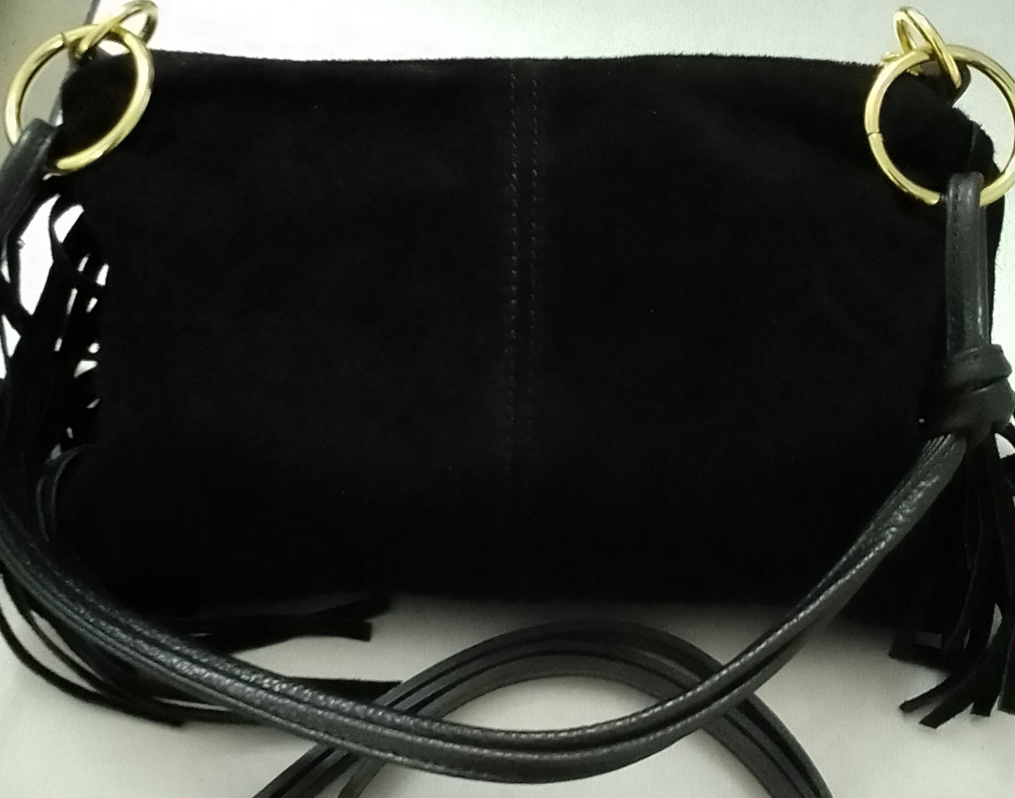 Borsa da Donna in Vera Pelle Made in Italy Scamosciata con Frange