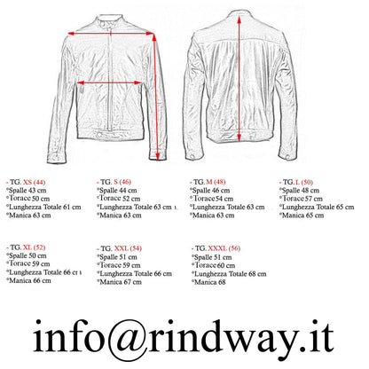 Giubbotto Bomber In Vera Pelle Blu Uomo Slim Con Tagli Frontali Rindway